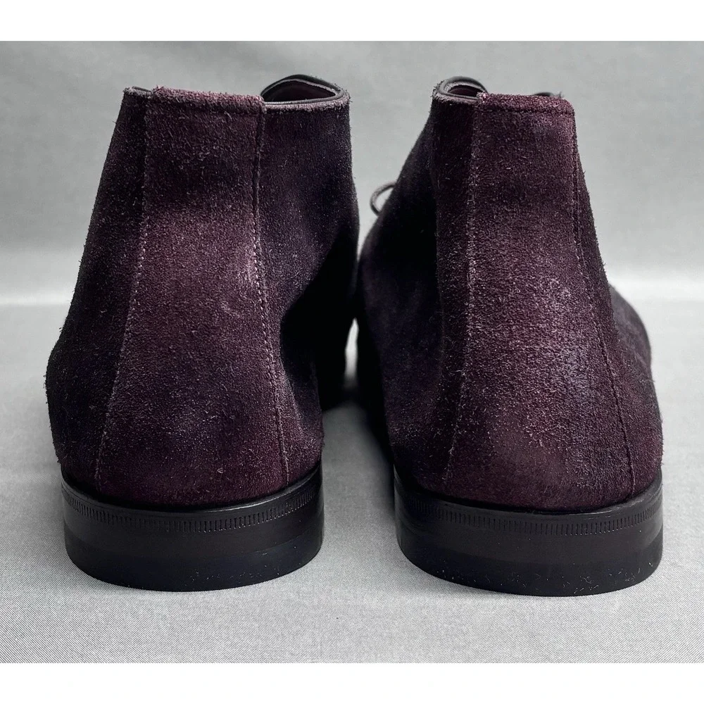 Santoni Suede Chukka Boots Burgundy Brown Italy Size 8.5 Luxury Made In Italy